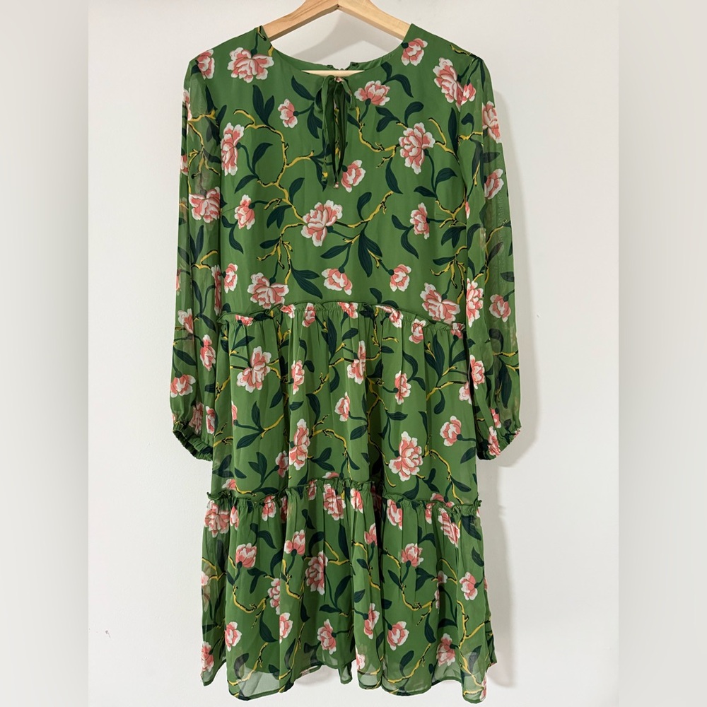 Ann Taylor Factory Green Floral Dress